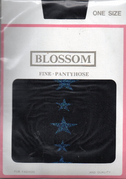 (image for) Blossom Fancy Legs Black Plain Knit Tights with Blue Stars